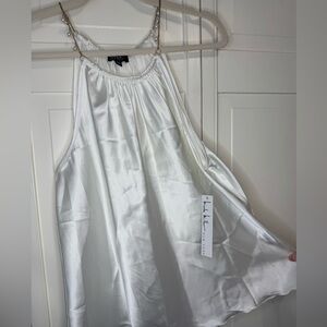 Nicole Miller Cream Satin Blouse